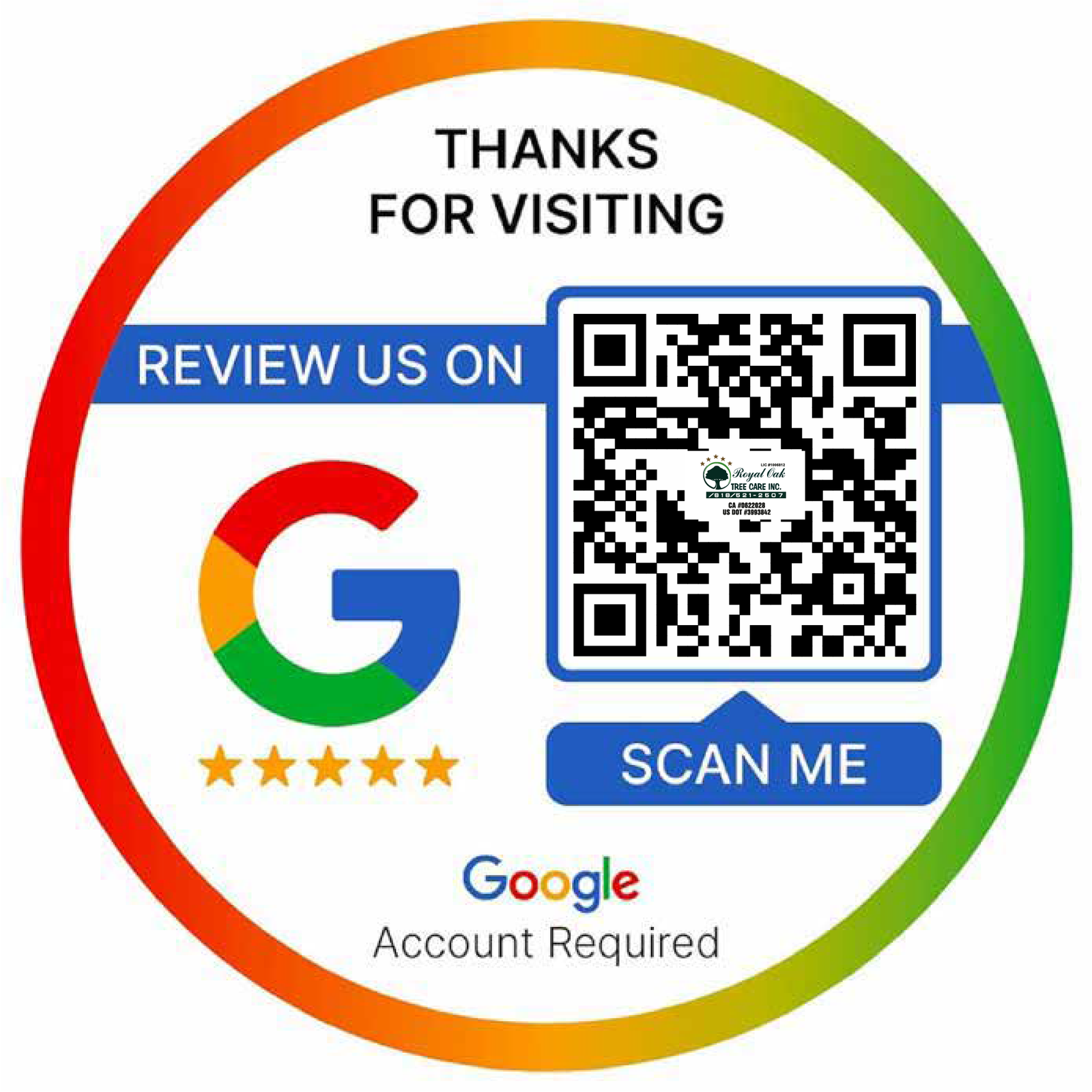 QR code to leave Royal Oak Tree Care a Google review